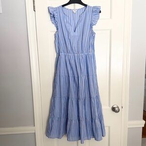 J. Crew Factory Ruffle sleeve Tiered Midi Dress